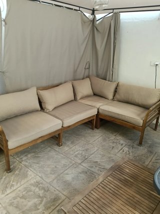 Conjunto de jardín rinconera madera