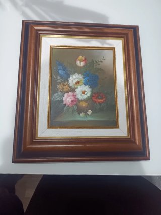 2 Cuadros Óleo Florales     pintado a mano