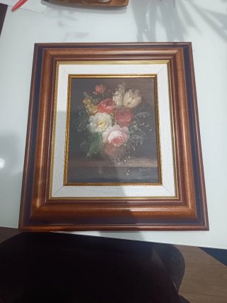2 Cuadros Óleo Florales     pintado a mano