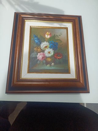 2 Cuadros Óleo Florales     pintado a mano