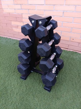 Soporte con mancuernas 2,4,6,8 kilos.Todo nuevo.