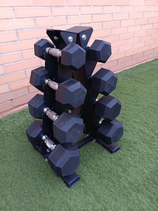 Soporte con mancuernas 2,4,6,8 kilos.Todo nuevo.