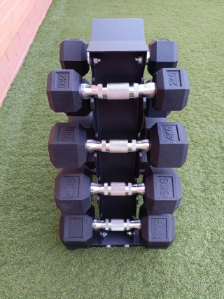 Soporte con mancuernas 2,4,6,8 kilos.Todo nuevo.