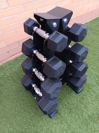 Soporte con mancuernas 2,4,6,8 kilos.Todo nuevo.