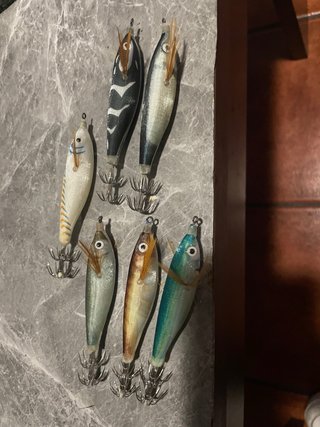 6 señuelos para pesca de calamar