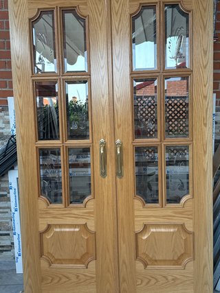 Puertas correderas de roble con cristal