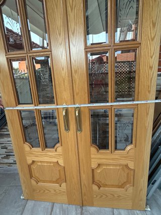 Puertas correderas de roble con cristal