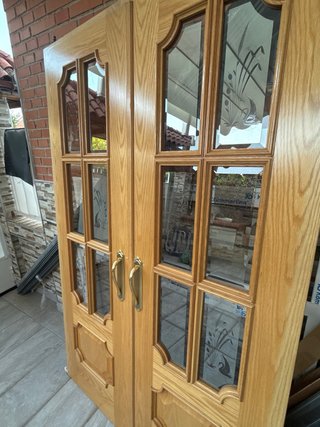 Puertas correderas de roble con cristal
