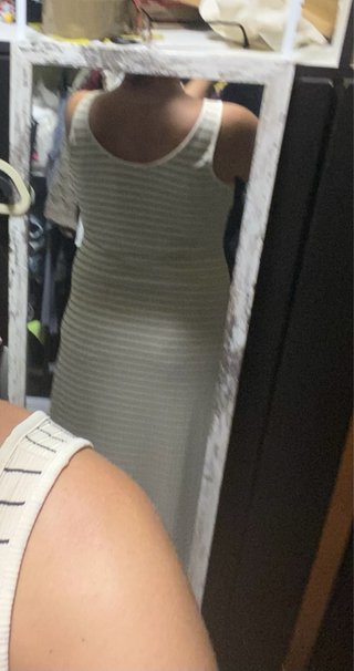 Vestido largo de rayas beige y negro