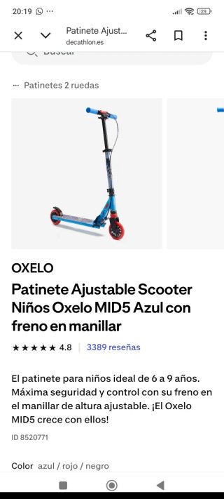 Patinete Oxelo Azul