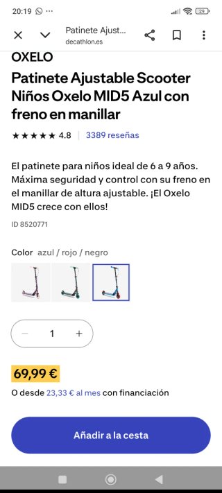 Patinete Oxelo Azul