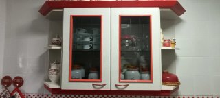 Vitrina Cocina 135x80cm Madera y Cristal