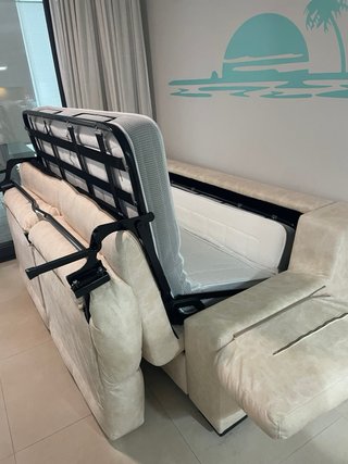 Sofá Cama Beige Tela