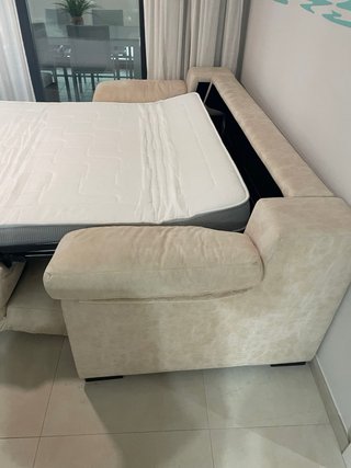 Sofá Cama Beige Tela