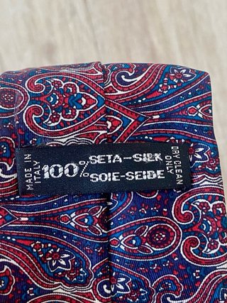 Cravatta uomo seta fantasia paisley blu e rosso