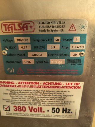 Amasadora TALSA MIX 55L