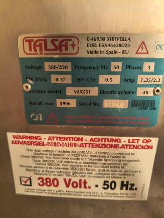 Amasadora TALSA MIX 55L