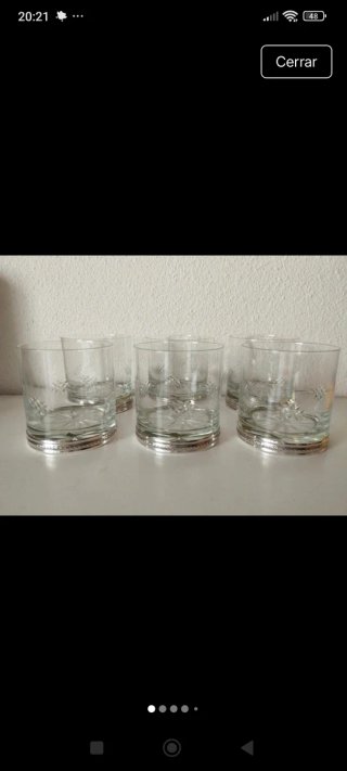 Set 6 Vasos de whisky tallados con base de plata