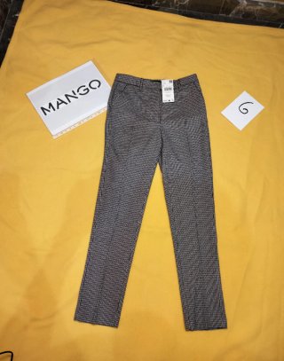 Pantalón Vestir Gris Mango Talla 34 Mujer