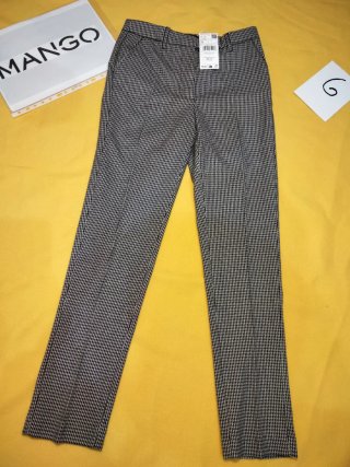Pantalón Vestir Gris Mango Talla 34 Mujer