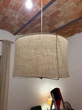 Lámpara de techo diseño tela y bronce