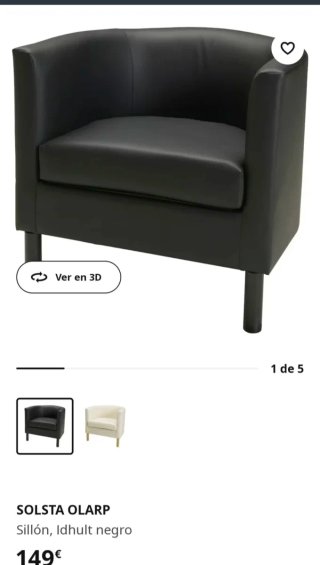 Sofá Solsta Olarp Ikea Negro Piel Sintética