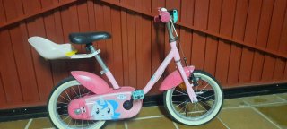 Bicicleta infantil rosa con unicornio