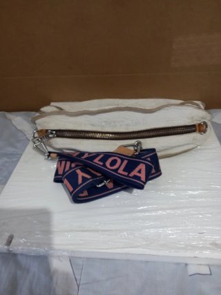 Bolso Lola Beige y Correa Azul