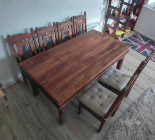 Mesa comedor palisandro + 6 sillas