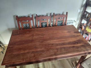 Mesa comedor palisandro + 6 sillas