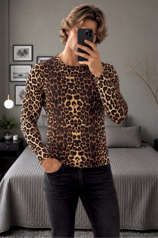 Camiseta Shein Leopardo Manga Larga Talla L