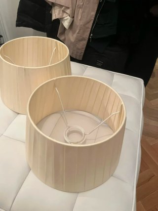 2 Pantallas Lámpara Tela Plisada Beige