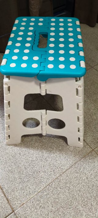 Taburete Plegable 27cm Azul/Blanco