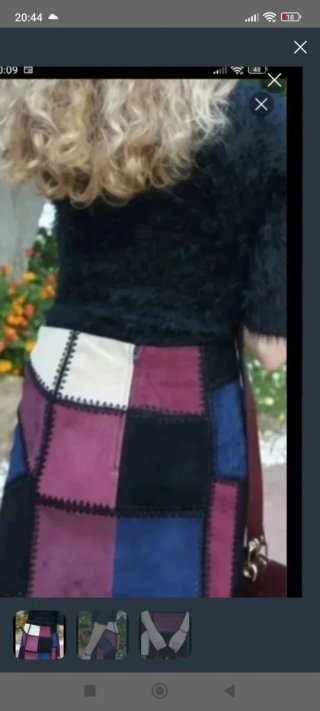 Falda Zara Patchwork Azul , negra y burdeos