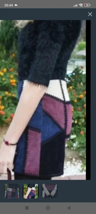 Falda Zara Patchwork Azul , negra y burdeos