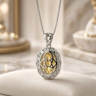 Collar citrina y cuarzo blanco plata 925 sin níque