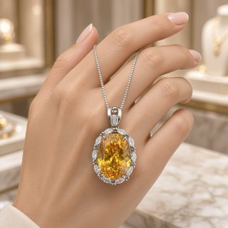 Collar citrina y cuarzo blanco plata 925 sin níque