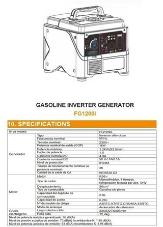 GENERADOR GASOLINA INVERTER 1000W