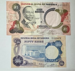 Banconote Nigeria 1 Naira e 50 Kobo