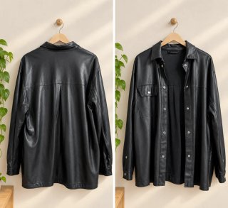 Chaqueta Pull&Bear efecto piel negra Talla S