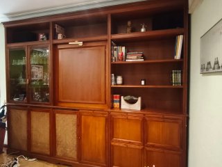 Mueble  mural de pared madera maciza nogal