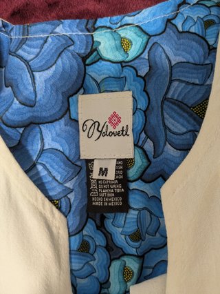 Vestido largo mexicano · seda floral azul · M