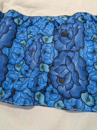 Vestido largo mexicano · seda floral azul · M