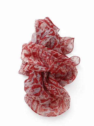 Foulard lungo donna rosso cotto | fantasia etnica