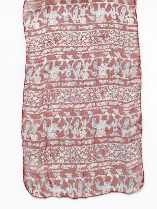 Foulard lungo donna rosso cotto | fantasia etnica