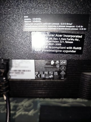 Monitor Acer V246HQL Negro