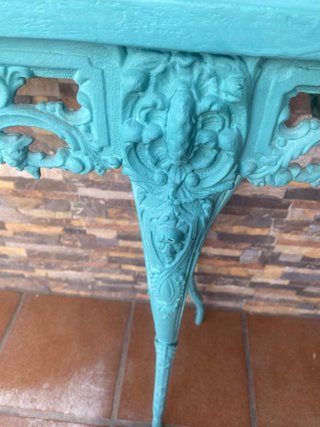 Consola Vintage Barroca Turquesa-bronce protugués