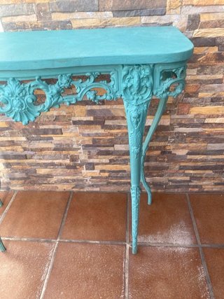 Consola Vintage Barroca Turquesa-bronce protugués