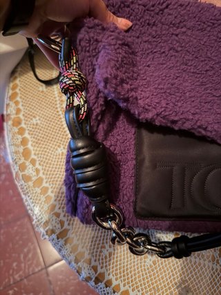 Bolso Tous Morado y Negro Peluche 100% Original