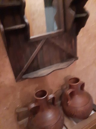Conjunto rústico: 2 cántaros y espejo